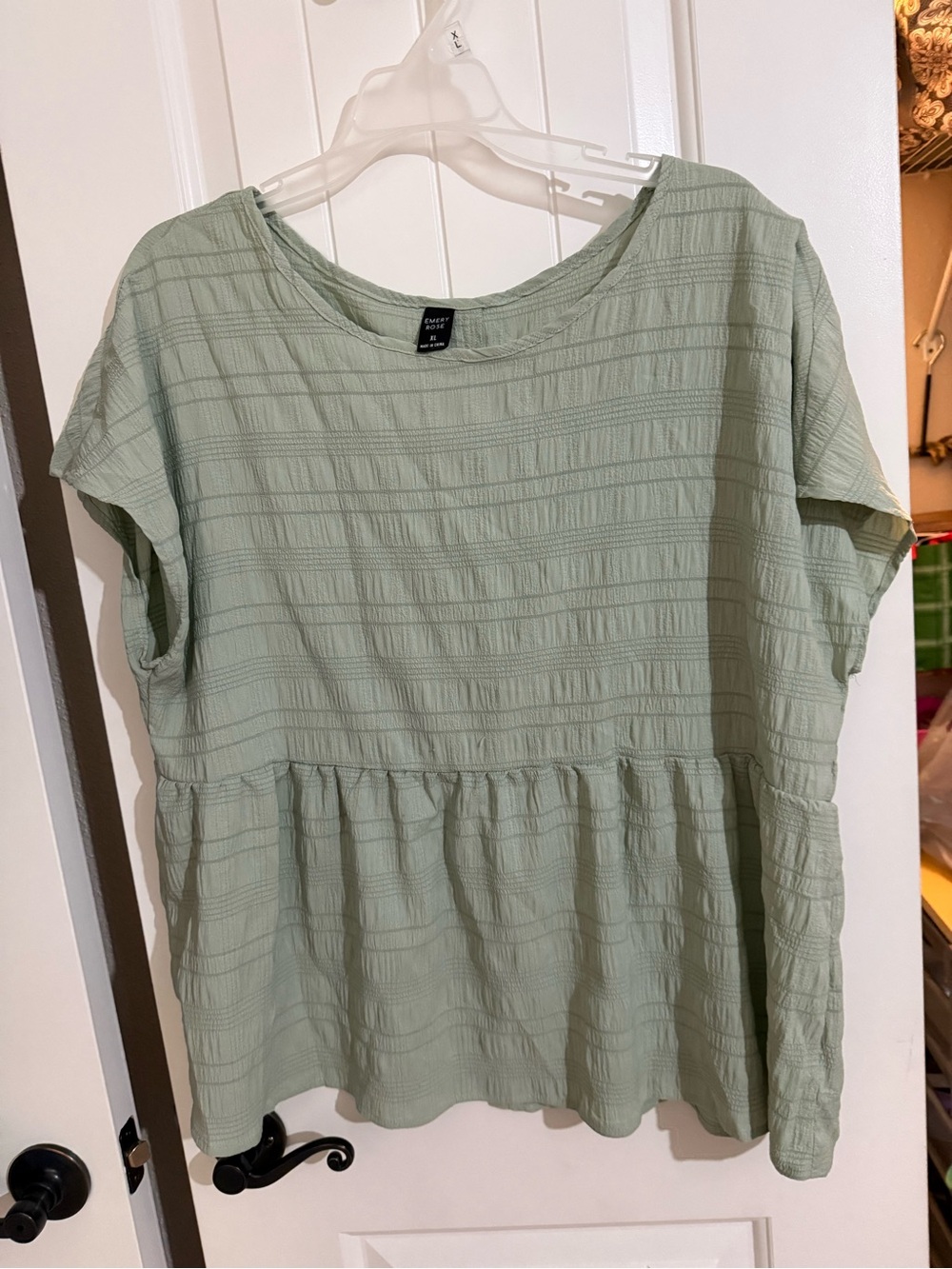 Sage Green Textured Peplum Top